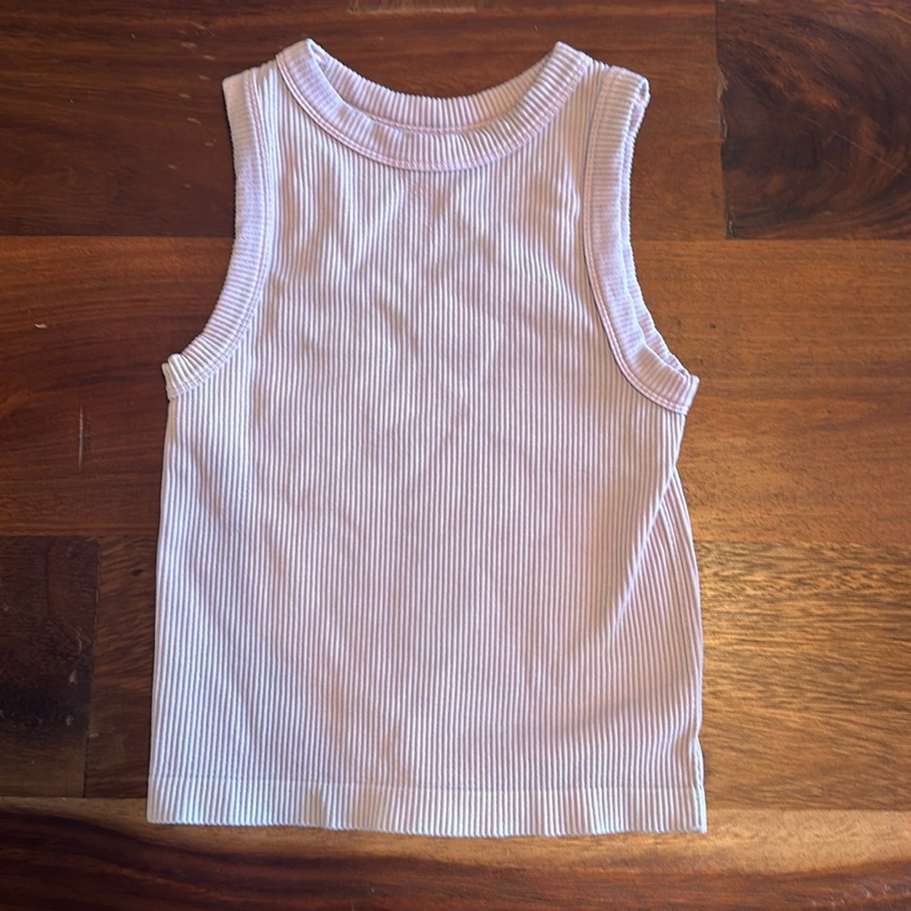 Pink ribbed tank top